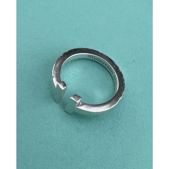 Tiffany & Co. Sterling Silver 925 T Square Stacking Band Ring Sz 7.25 - Picture 6 of 9